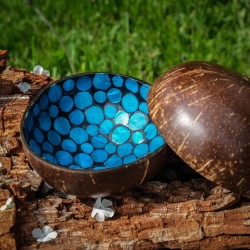Kokosová miska se střípky mušlí - tmavě modrá